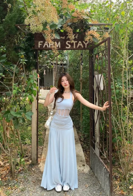 Pretty Mermaid Halter Chiffon Long Prom Dress, Evening Dress