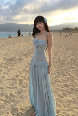 Classy A Line Spaghetti Straps Chiffon Long Prom Dress, Evening Dress