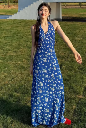 Charming A Line Halter Printed Satin Long Prom Dress, Evening Dress