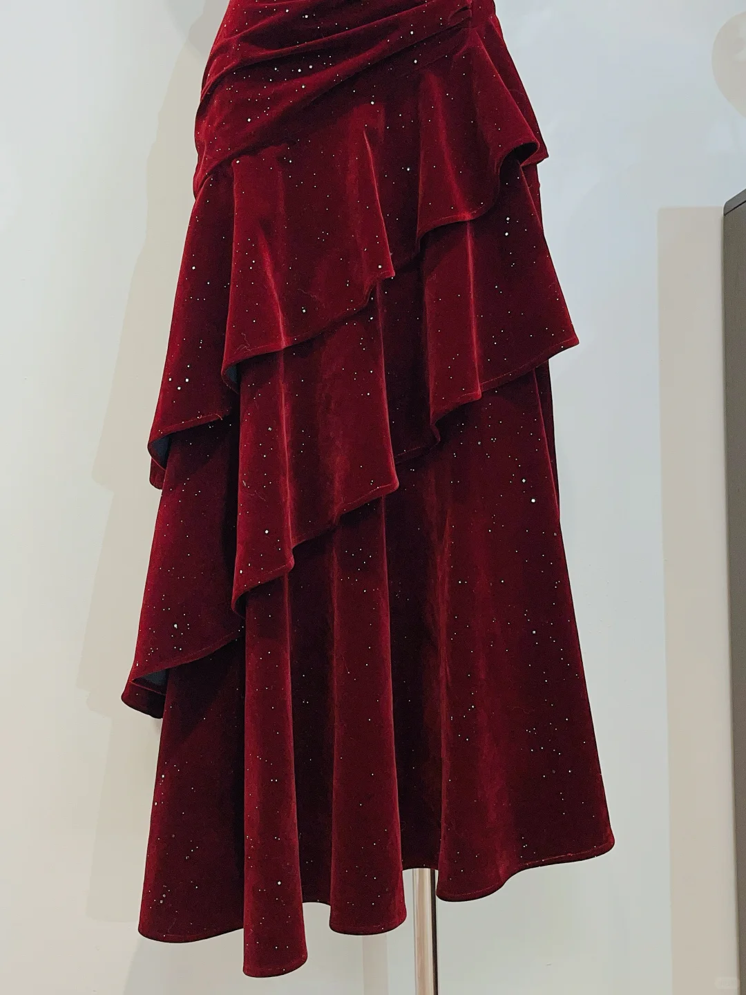 Shiny Burgundy Mermaid Spaghetti Straps Velvet Beads Long Prom Dress, Evening Dress