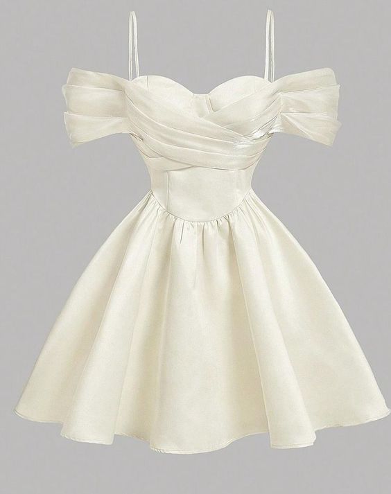 Elegant A Line Spaghetti Straps Ivory Satin Homecoming Dress Birthday Outfits
