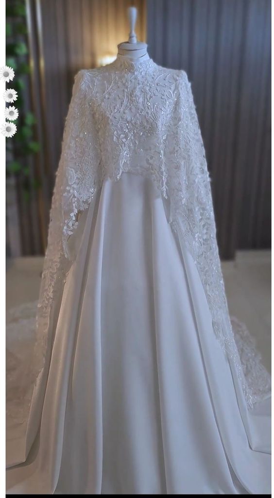 Vintage A Line White High Neckline Chiffon Beads Long Prom Dress