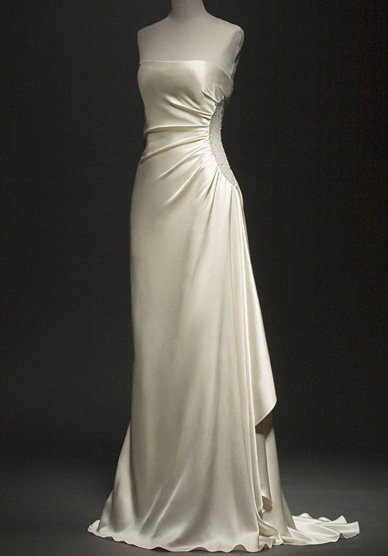 Vintage Mermaid Strapless Long Satin Wedding Dresses