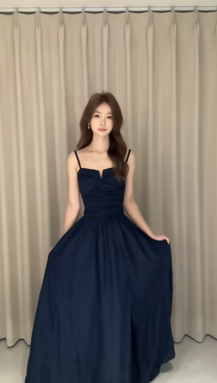 Classy A Line Spaghetti Straps Satin Long Prom Dress, Evening Dress