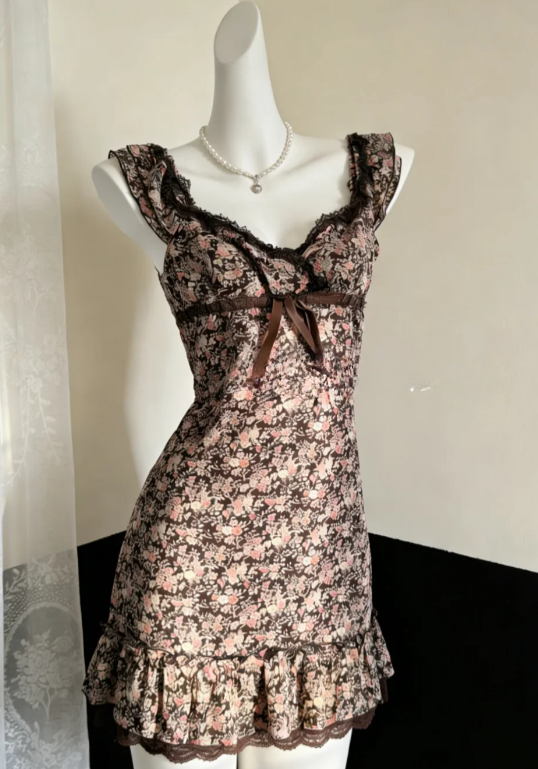 Chic A Line Printed Floral Satin Short Homecoming Dress 18th Birthday Outfits