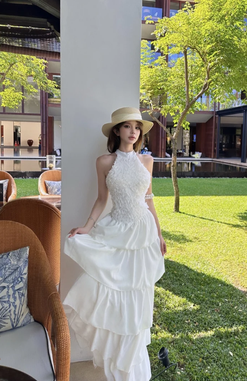 Charming A Line Halter Tiered Chiffon Long Prom Dress, Evening Dress