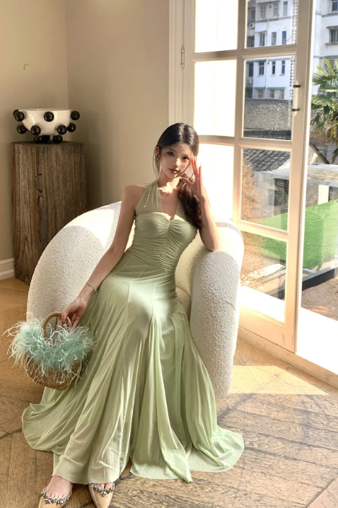 Unique A Line V Neck Chiffon Long Prom Dress, Evening Dress