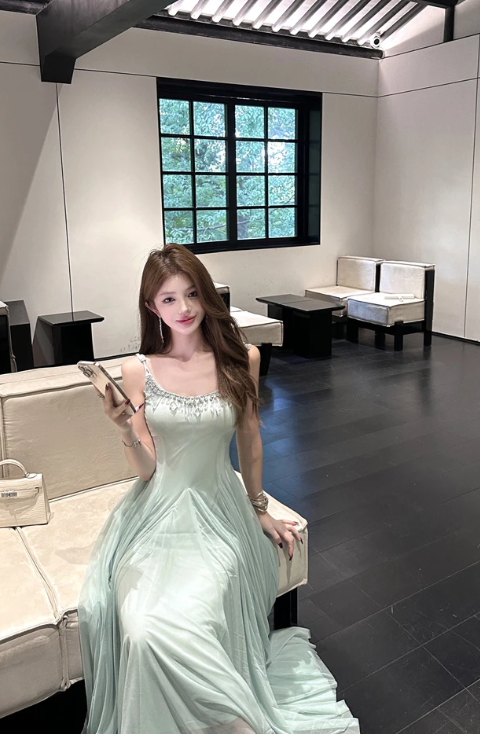 Fairy A Line Spaghetti Straps Chiffon Long Prom Dress, Evening Dress