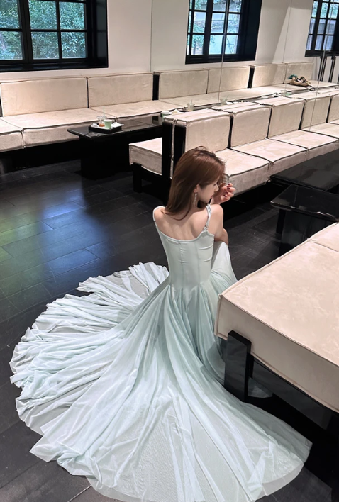 Fairy A Line Spaghetti Straps Chiffon Long Prom Dress, Evening Dress