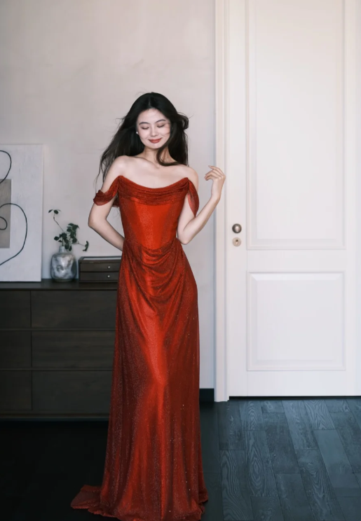 Obsessed Mermaid Off The Shoulder Satin Long Prom Dress, Evening Dress
