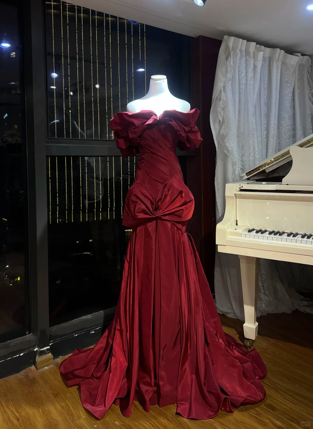 Formal Mermaid Burgundy Off The Shoulder Satin Long Prom Dress, Evening Dress