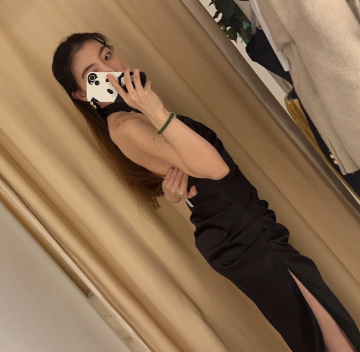 Elegant Mermaid Black Halter Satin Slit Long Prom Dress, Evening Dress