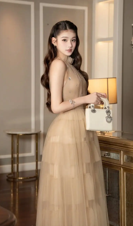 Elegant A Line Halter Tulle Long Prom Dress, Evening Dress