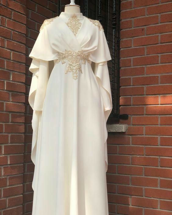 Sexy A Line High Neckline Long Sleeves Chiffon Long Prom Dress