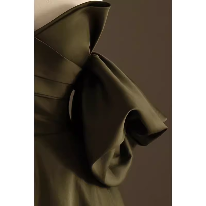 Sexy A line Off The Shoulder Short Sleeves Green Satin Long Prom Dress