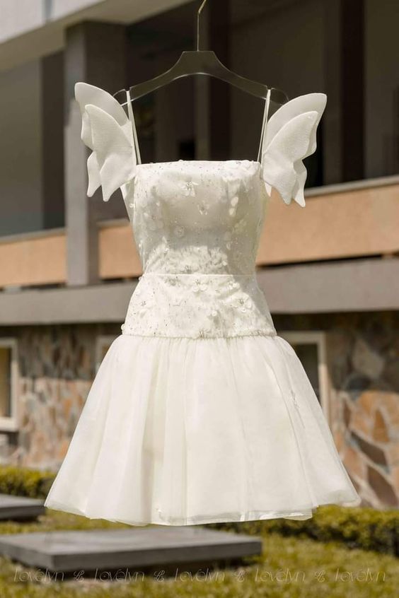 Elegant A line Straps Tulle Short Birthday Outfits Homecoming Dress