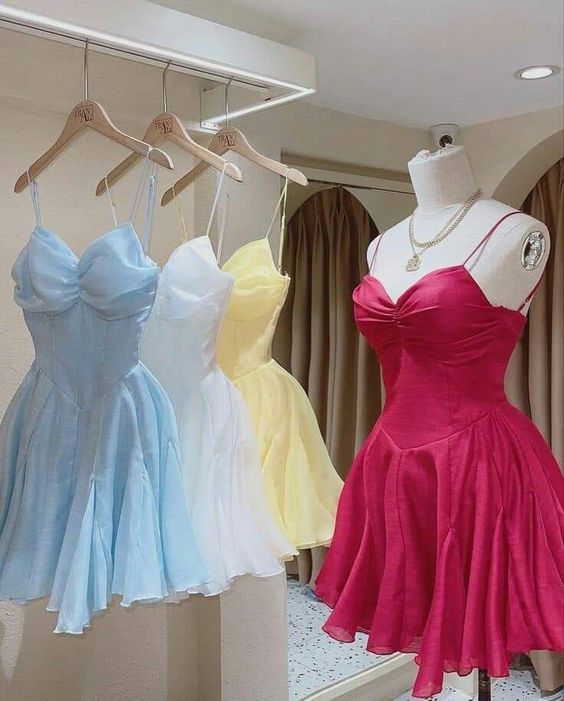 Simple A line Straps Birthday Dress Short Homecoming Dresses