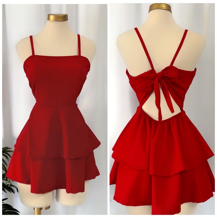 Vintage A line Straps Red Birthday Outfits Bow Homecoming Dress