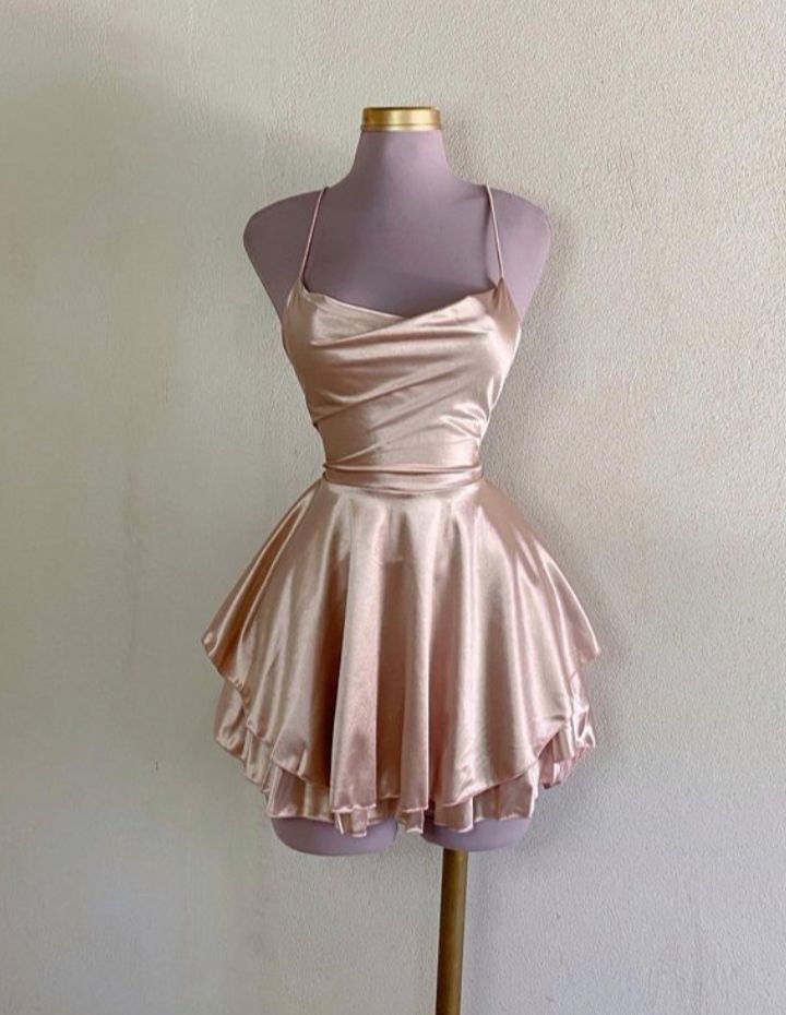 Vintage A line Halter Champagne Birthday Outfits Satin Homecoming Dress