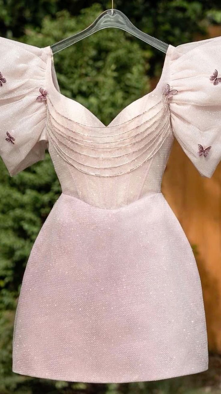 Vintage A line Light Pink Sequin Birthday Outfits Homecoming Dress