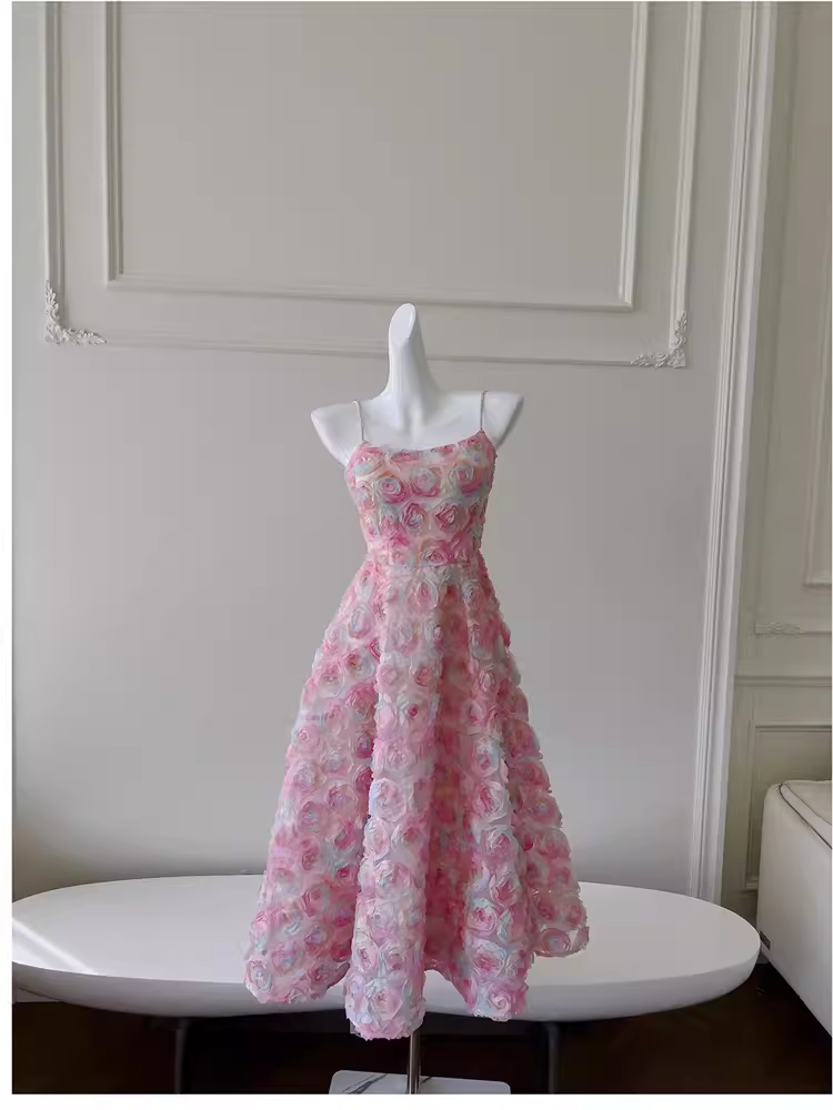 Cute A line Spaghetti Straps Flowers Lace Birthday Outfit Homecoming Dresses