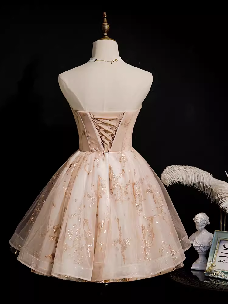 Sexy A line Strapless Tulle Short Homecoming Dresses