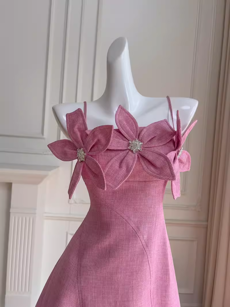 Unique A line Straps Pink Homecoming Dress 18th Birthday Outfit