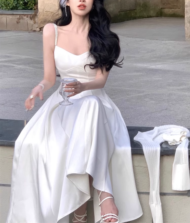Simple A line Straps White Homecoming Dress 21st Birthday Outfit