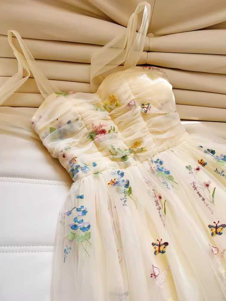 Modest A Line Straps Floral Tulle Homecoming Dress 21st Birthday Outfit With Bow