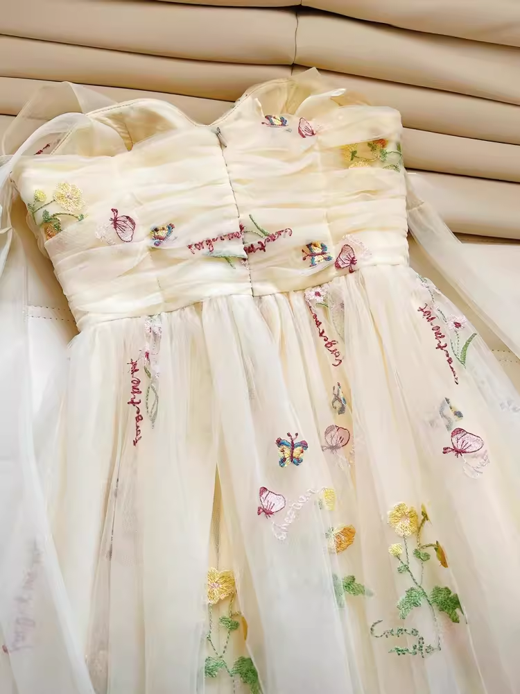 Modest A Line Straps Floral Tulle Homecoming Dress 21st Birthday Outfit With Bow