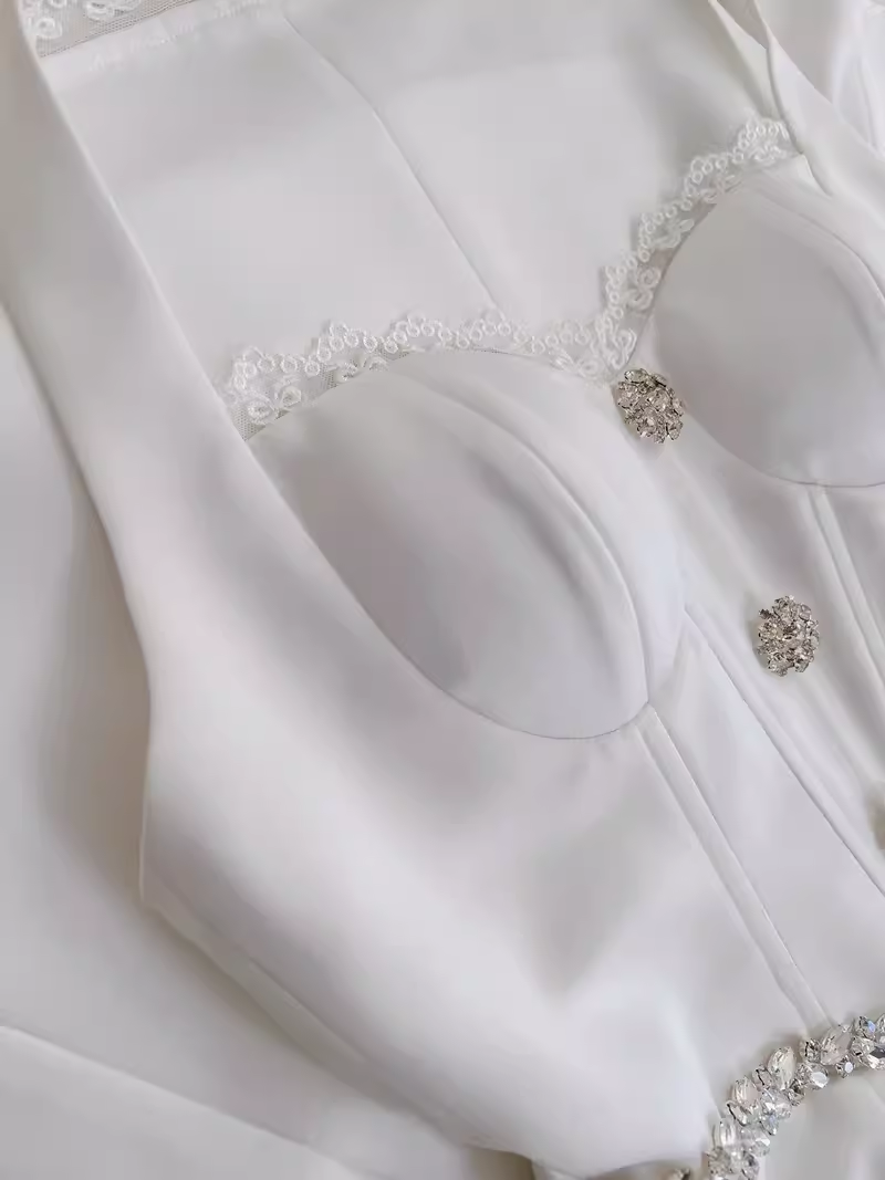A Line Halter White Lace Homecoming Dress 18th Birthday Outfit
