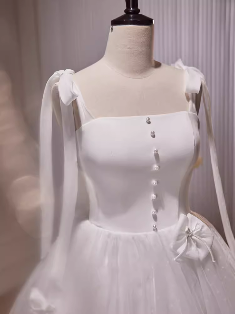 A Line Straps White Tulle Homecoming Dress 18th Birthday Outfits