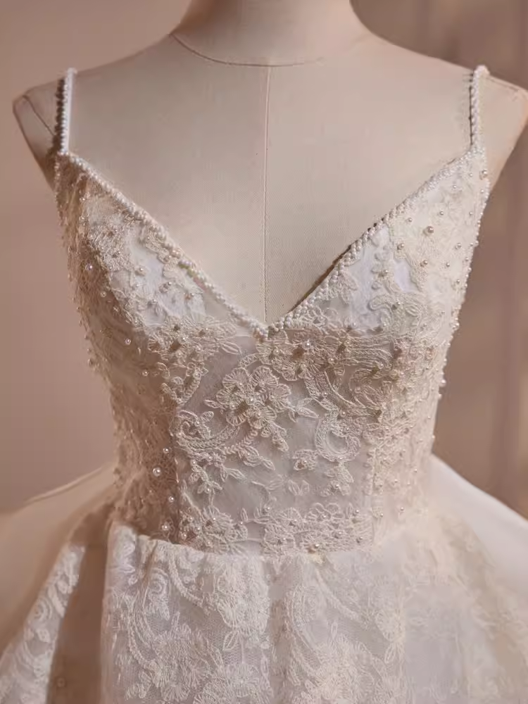 Fairytale High Low Spaghetti Straps Lace White Wedding Dresses