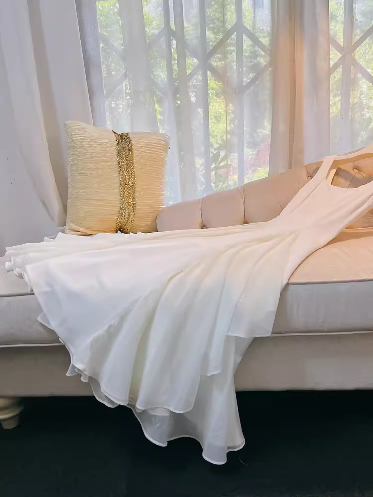 Simple A line Straps Chiffon White Prom Dress