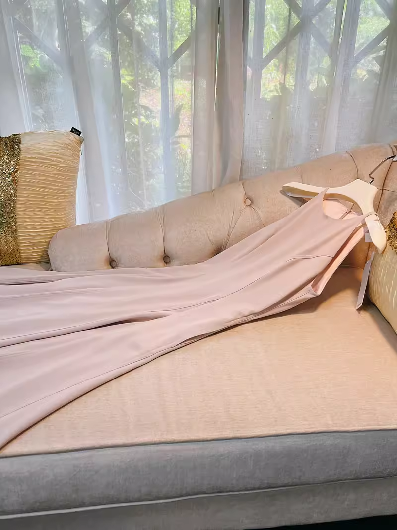 Simple A line Scoop Neckline Satin Pink Prom Dress