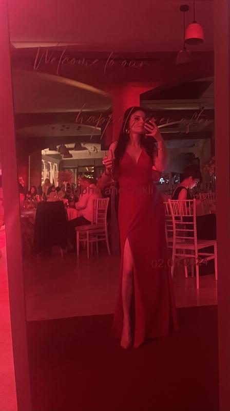 Simple Black Neck Mermaid Slit Evening Dress,Long Party Dress