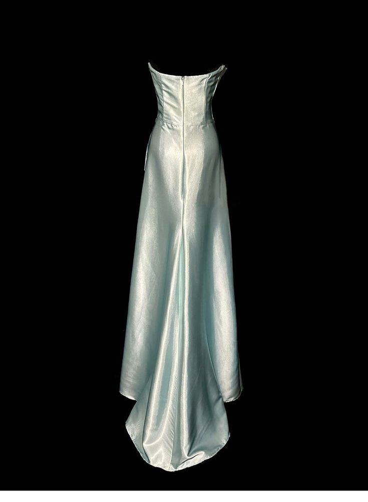 Simple Green Strapless Satin Prom Dress,Long Party Evening Dress