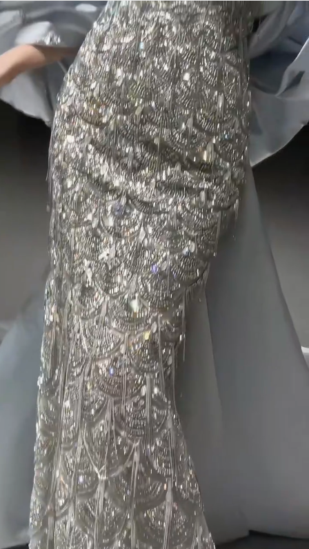 Sparkly Mermaid Sequins Beaded Mermaid Evening Dress,Long Prom Dress Wedding Dress
