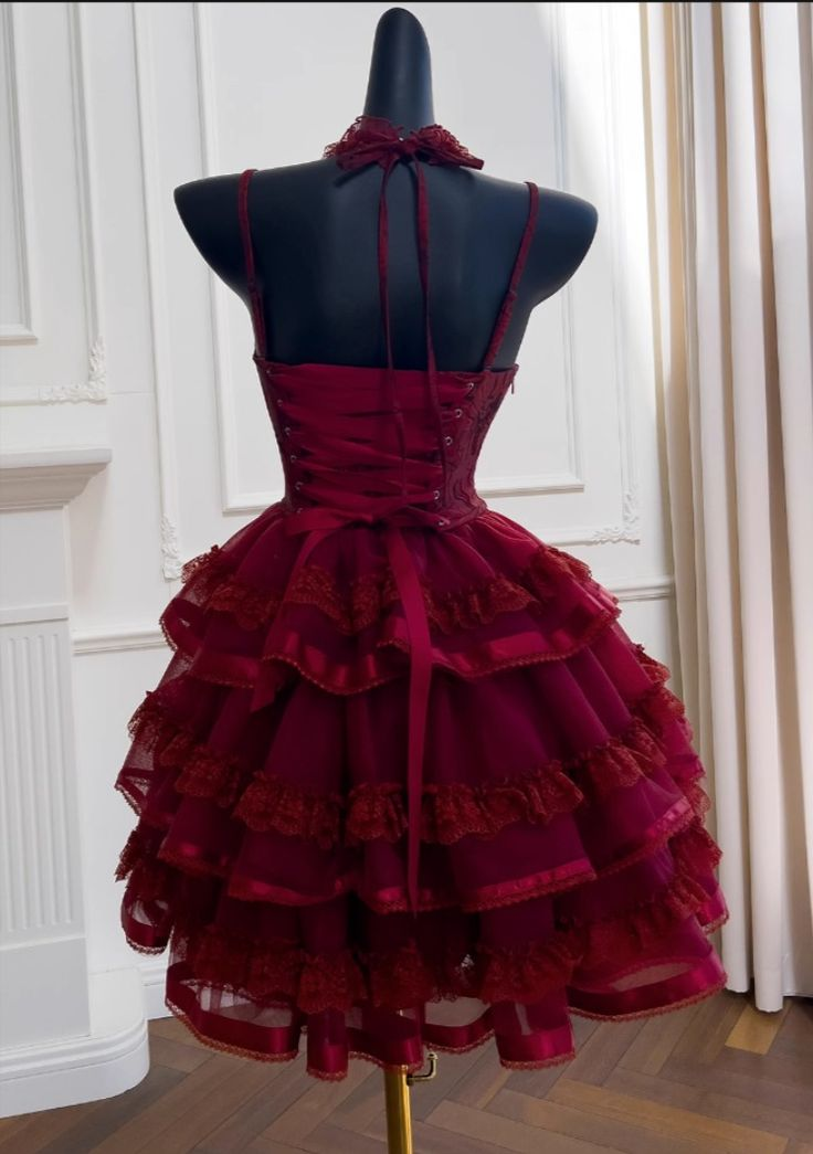 Pretty Red Spaghetti Straps Tulle Multi-Layered A Line Short Party Dress Formal Graduation Homecoming Dress