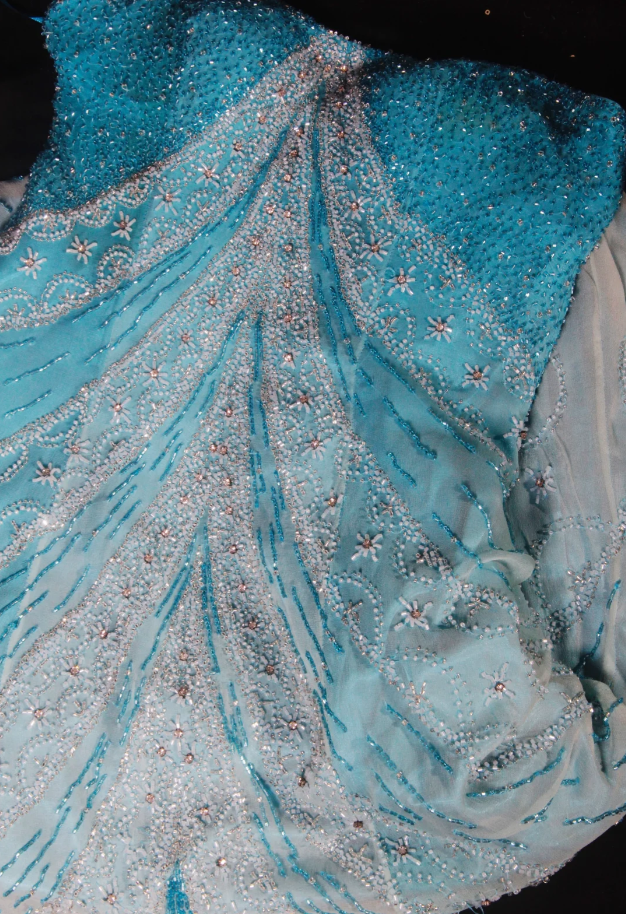 Dreamy Blue Strapless Chiffon Beaded Mermaid Long Birthday Party Dress Formal Prom Dresses