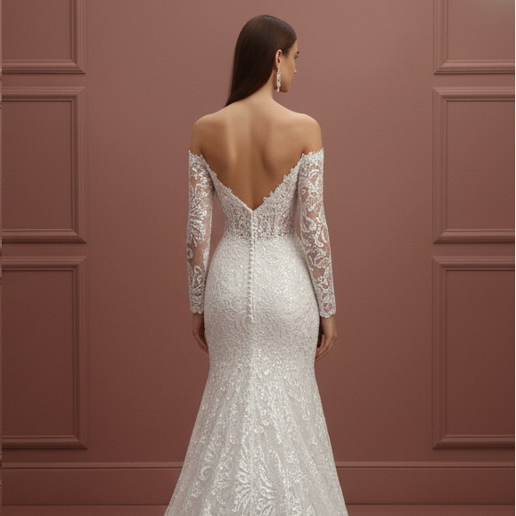 Classic Train Wedding Dress Long Cathedral Length Embroidery