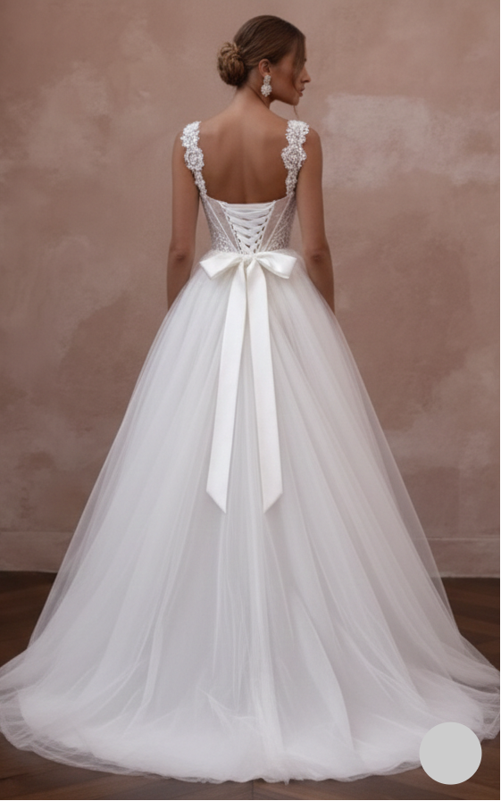 Corset Back Wedding Dress Long Tulle Princess Gown