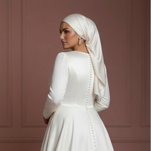 Curvy Hijab Bridal Wedding Dress Elegant Modest Style Muslim