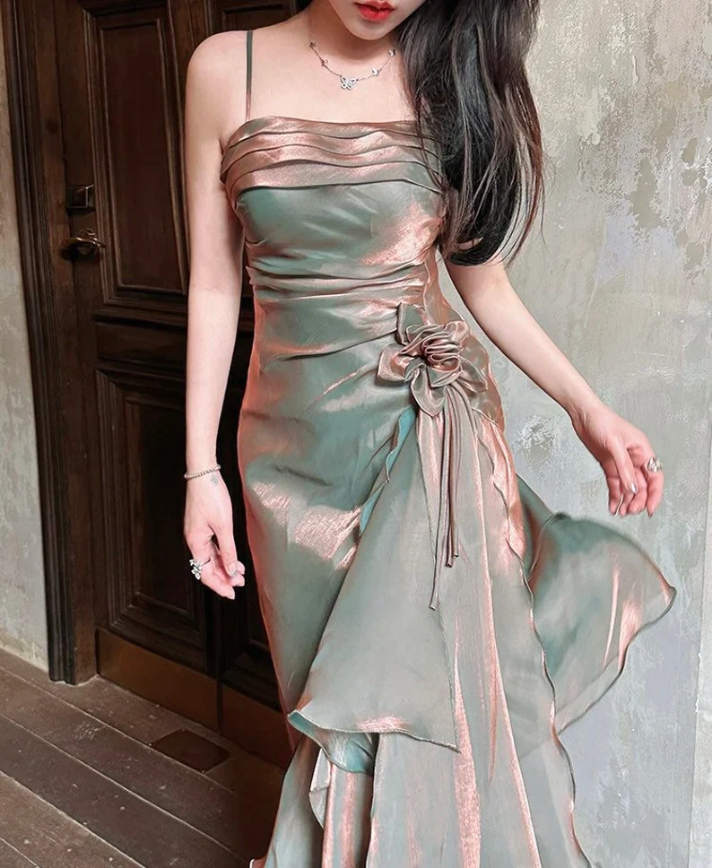 Sexy High Low Olive Green Prom Dress Evening Dress