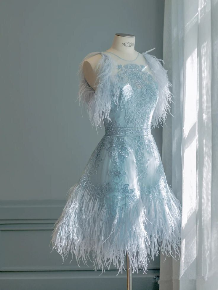 Beautiful A Line Short Blue Birthday Outfits Homecoming Dress For Teens