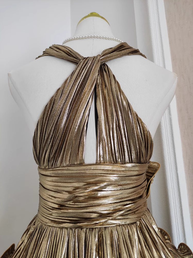 Chic Sheath V Neckline Gold Ruffles Long Prom Dresses Birthday Outfits