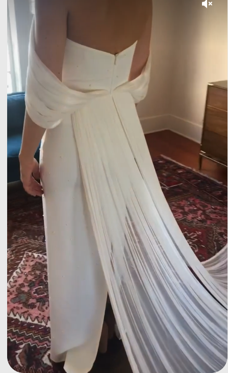 White elegant wedding dress charming prom dress off the shoulder