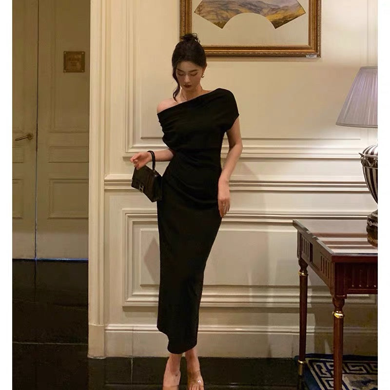 Sexy Sheath Off The Shoulder Black Ankle Length Prom Dresses Birthday Outfits