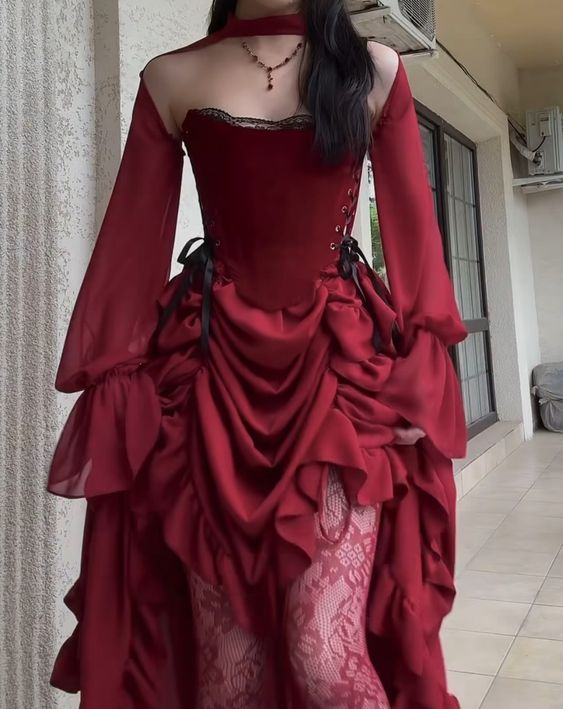 Elegant High Low Strapless Burgundy Satin Prom Dress Birthday Outfits With Sleeves