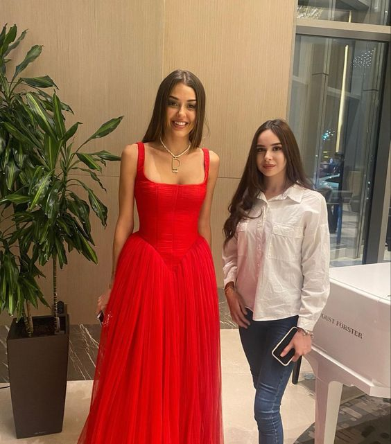 Elegant Red Straps A-line Prom Dress,A-line Prom Gown